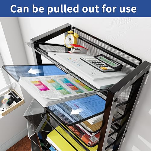 Simple Trending 12-Tier Mobile File Cart with Lock - Black