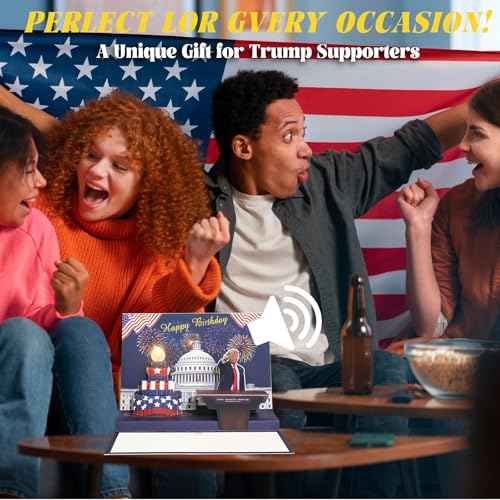 Birthday Card, Talking Donald President Greeting Cards with Real Voice Message & Light for Men and Women, Parents, Couples(Birthday - White House)