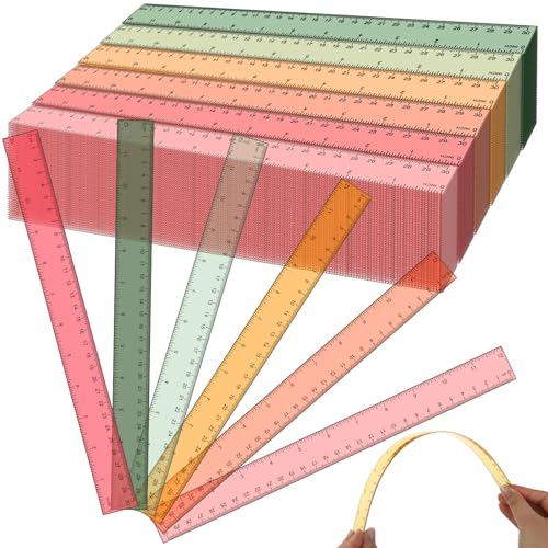 Panelee 306 Pcs 12 Inch Plastic Ruler Color Transparent Colorful Metric Clear Ruler with Inches and Centimeters for Kids School Home Classroom Office Back to School Gifts Supplies