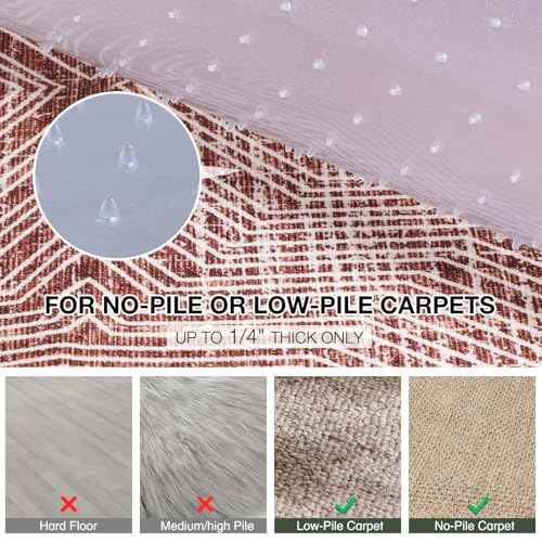 Chair Mat for Carpet, 36" x 48" Easy Glide Desk Chair Mat for Carpeted Floors, Beveled Edge Vinyl Mat with Grips, Heavy Duty Carpet Protector for Home Office, Clear