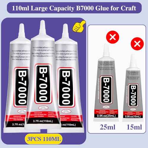 3.7oz B7000 Rhinestone Clear Glue for Jewelry Making, 110 ml Multipurpose Adhesive Jewlery Glue for Fabric, Tumblers, Rhinestones DIY Crafts, Nail Art, Makeup, Shoes, Cell Phones, Tablet, Wood