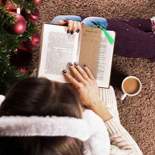 50 pcs Reading List Bookmarks with 50 Bookmark Tassels ? 3x8 Inch Book Tracker and Reading Log Bulk Bookmarks for Book Lovers, Students, Teachers ? Graduation Gifts, Back-to-School Supplies (Brown)