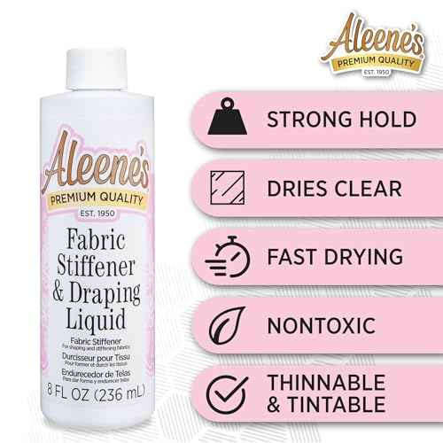 Aleene's Fabric Stiffener and Draping Liquid, Quick Drying, Nontoxic, for Stiffening and Shaping Fabrics, 8 oz