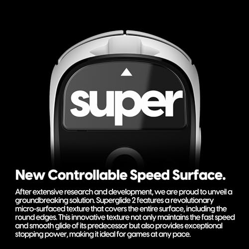 Superglide Glass Mouse Skates for Logitech G Pro X Superlight 2 (Type-C, Black) - Polished Smooth Glide, Durable Gaming Mouse Feet