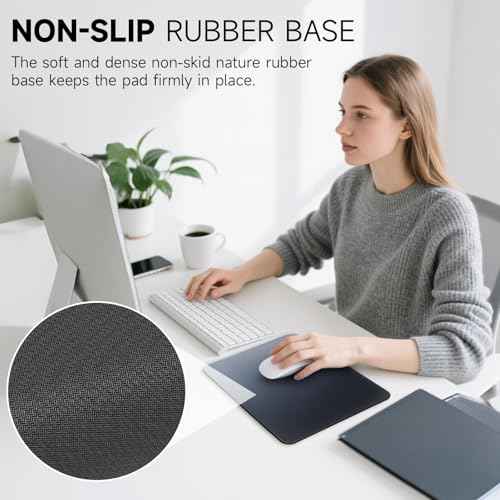 Premium Mouse Pad with Stitched Edges ? 10.2 x 8.3 in | Smooth, Washable Mat with Non-Slip Base | Personalized Cute MousePads for Laptop, Computer, Office, Home (Gray-Black Gradient)