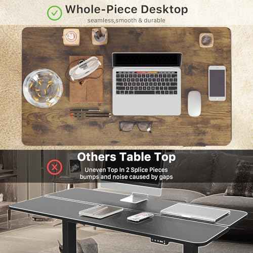 JOY worker Small Electric Standing Desk, 35" x 20" Whole Piece Height Adjustable Desk with Memory Controller, Grey Sit to Stand Desk Workstation for Home Office, Rustic