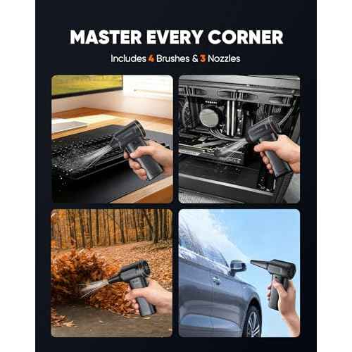Electric Compressed Air Duster, 130000RPM Adjustable Infinitely Speed Handheld Mini Blower Cordless, 8000mAh Portable Power Fan Home Cleaner for Car Keyboard Computer PC Outdoor