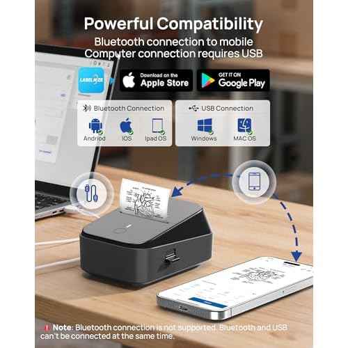 PM260 Label Maker Machine, 2 Inch Label Maker Bluetooth Label Printer, Inkless Portable Labeler for Home, Kitchen, School, Office Organization, Black