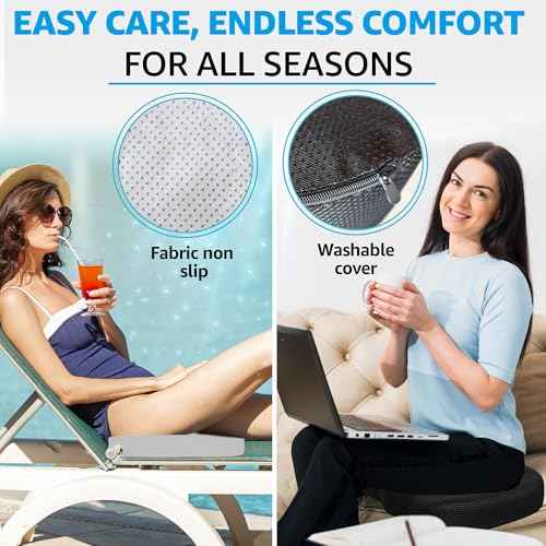 Premium Memory Foam Gel Seat Cushion for Tailbone, Coccyx, Back & Sciatica Pain Relief ? Fits 17.5¡± x 14¡± Seats, Ergonomic Office Chair Cushions for Desk, Home, Car ? Includes Bonus Extra Cover