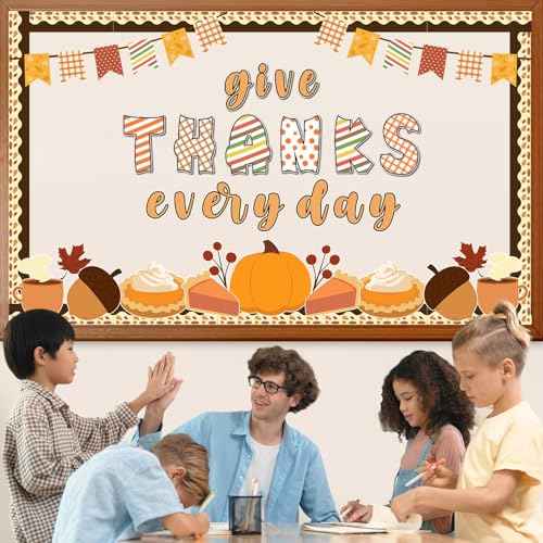 Fall Thanksgiving Pie Bulletin Board Set Autumn Pumpkin Leaf Acorn Give Thanks Everyday Cutouts School Teacher Supplies Thanksgiving Party Elementary Office Home Chalkboard Wall Decor