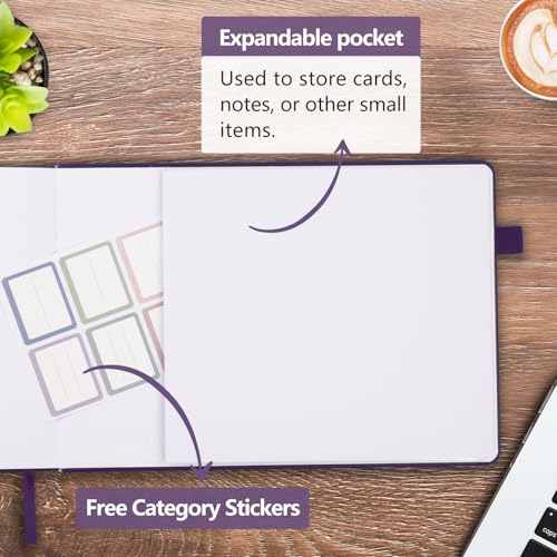 Notary Journal Log Book, 390 Entries, 10 x 7, Vegan Leather Purple