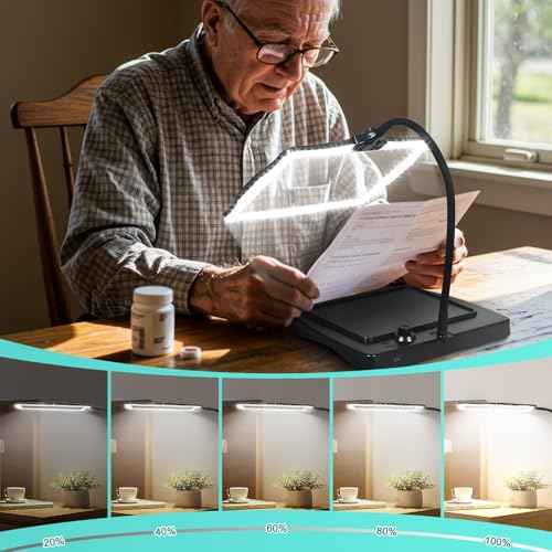 Magnifying Glass with Light and Stand 50 Ultra-Bright LEDs Large Magnifying Lamp with Light Magnifying Glass on Stand Hand-Free with 360¡Æ Flexible Gooseneck for Close Work Reading Repair Crafts