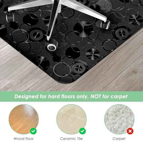 Vicwe Office Chair Mat for Hardwood Floor, 36" x 48" Desk Chair Mats, Easy Clean, Anti-Slip Computer Chair Mat for Home, Office (Black)