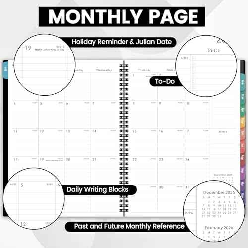2026 Planner ? Planner 2026 Weekly and Monthly, 9" x 11", Large, Jan 2026 ? Dec 2026, 12 Monthly Tabs, Strong Twin-Wire Binding, Inner Pocket, Hardcover, Black