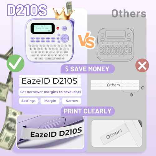 Label Maker Machine with-Tape Waterproof, Purple Desktop Label Maker for Teachers Kids Classroom Gifts, Portable Labeler with Multiple Symbols &Fonts for Home Office School Use, D210S