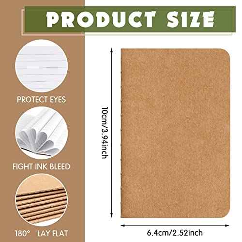Harloon 200 Pack Pocket Notebook Softcover Mini Journals 2.5 x 4 Inches Small Notepad Mini Journal Kraft Brown Notebook Tiny Memo Notepad for Travel Diary Student Kid Office School, 24 Sheets/Pack