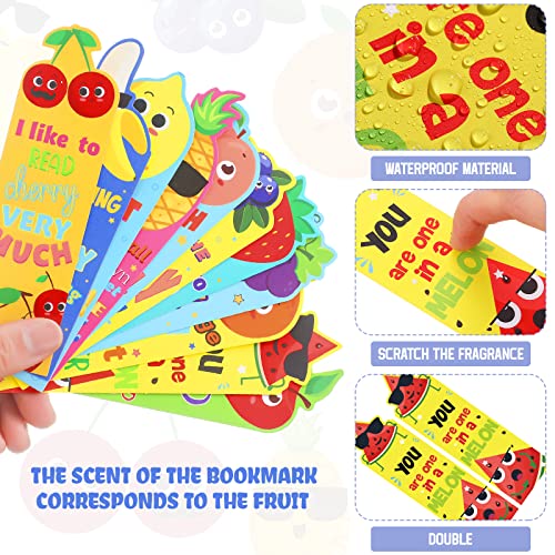 Fainne 60 Pcs Fruit Scented Bookmarks for Kids - Scratch & Sniff Fruit Design