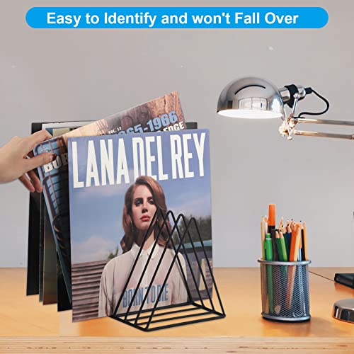 EASEPRES Black Vinyl Record Holder Storage, 9 Slot Metal Desk Organizer