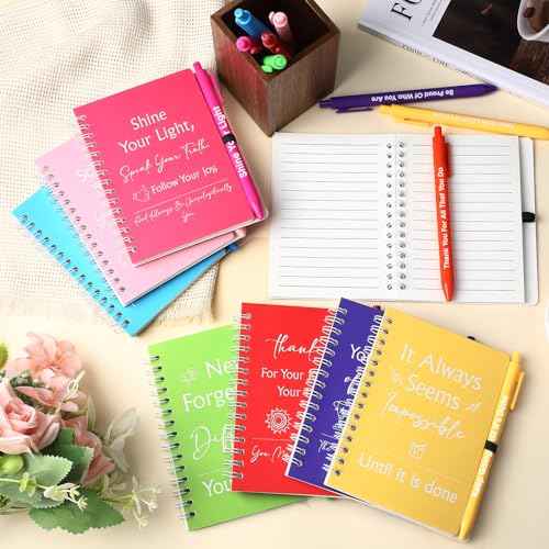 96 Pcs Inspirational Gifts Set 48 Spiral Notebooks with Motivational Quotes and 48 Matching Pens Team Appreciation Gifts for Employees, Teachers, School Office Supplies and Prizes
