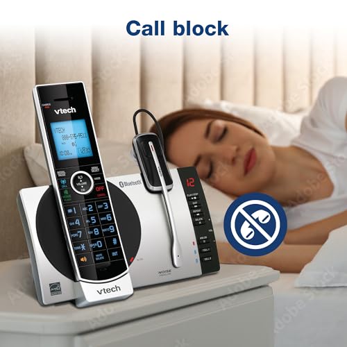 VTech DS6771-3 Connect to Cell, Cordless Phone with Answering Machine, DECT 6.0 Headset+2 Handset Intercom, Bluetooth, Caller ID/Call Waiting, Expandable System - Silver/Black