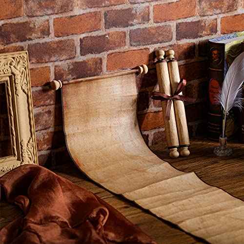 Epakh 1 Roll Blank Paper Scrolls 9 x 72 Inches Scroll Paper Wrapped on Wood Rod for Writing, Drawing, Calligraphy, Wedding Vows, Invitation, Renaissance Festivals