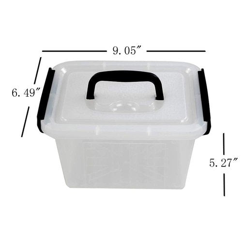 AnnkkyUS 6-Pack 3 L Small Box with Lid, Plastic Clear Storage Bins with Handles
