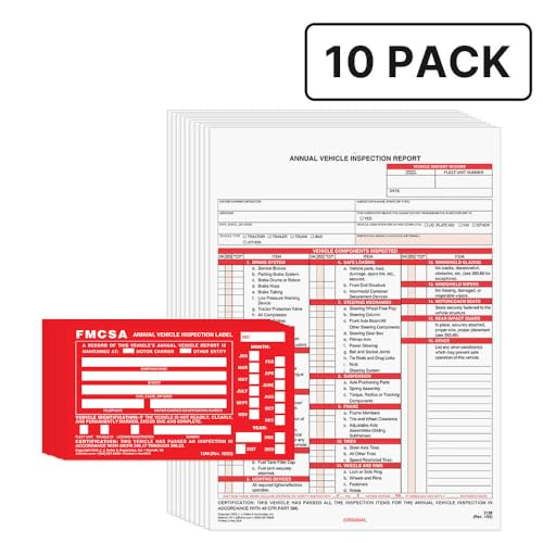 J. J. Keller Annual Vehicle Inspection Report Forms & 10-Pack Labels