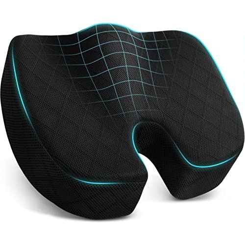 TushGuard Seat Cushion - Cushion for Office Chair, Car Seat, Airplane, Bleacher - Sciatica & Coccyx Pain Relief Desk Chair Cushion for Long Sitting Office Workers, Car Drivers(Black, XX-Large)
