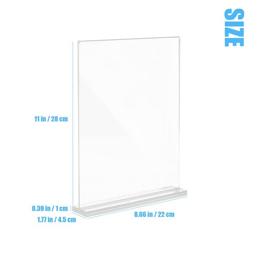 8.5 x 11 inches Clear Table Menu Display Stand Desktop Display Stand Paper Holder Table Top Sign Holder Suitable for Restaurants, Office, Home, Store (10 pcs 8.5x11 inch)