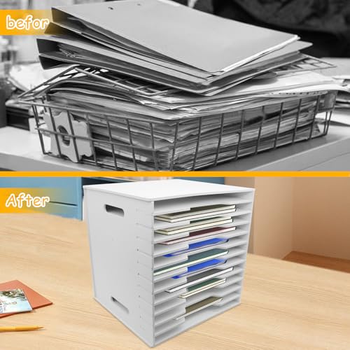 12 Tier Scrapbook Paper Organizer 13" x 13", TUSAUW 12-Layer Desktop Storage