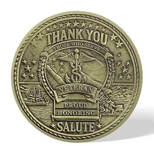 50Pcs Military Veterans Challenge Coin Bulk Honoring Patriotic Emblem Shield Eagle Flag Thanks for Your Service Coins Appreciation Gifts for US Army Commemorative Coin Veterans
