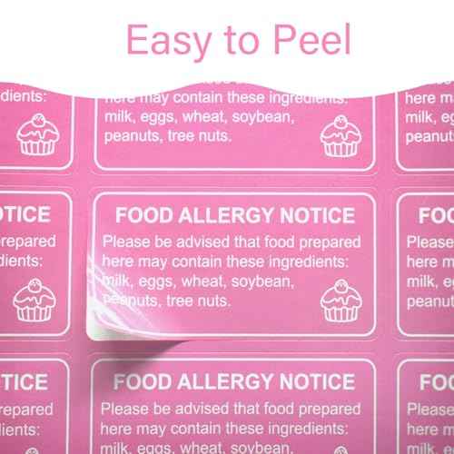 500 Pcs Food Allergy Stickers, 1x2 Inch Labels for Bakery, Cookie, Kitchen
