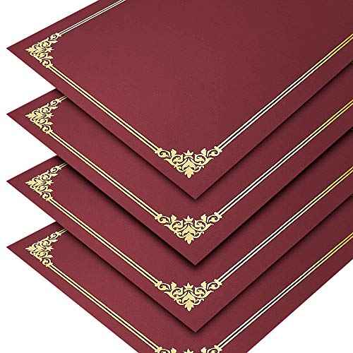 SUNEE Certificate Holders(Burgundy, 50 Packs), Diploma Covers Gold Foil Border, for Letter Size 8.5x11 Certificates, Cardstock, Document Papers