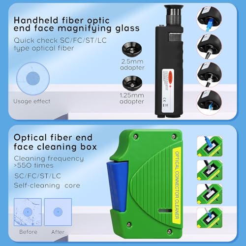 BAOSHLA 14-in-1 Fiber Optic Cleaning Kit with Microscope & Connector Tools