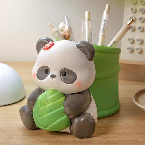 Winterworm Cute Panda Pencil Holder Panda with Bamboo Pencil Pen Container Pencil Cup Animal Pen Holder Desktop Brush Organizer Home Office Desktop Decoration Kid Back to School Student Gift