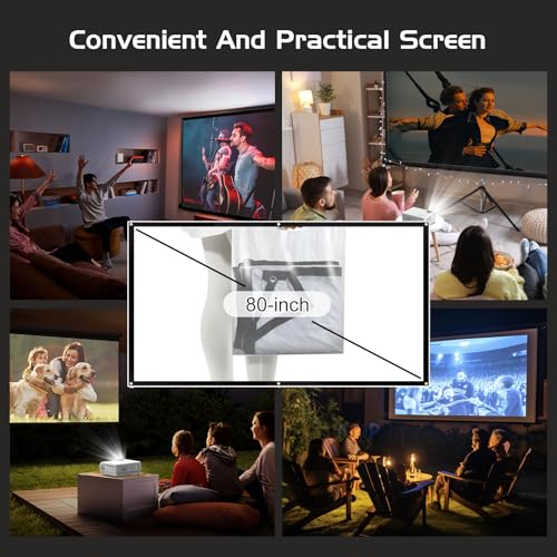 1080P Mini Projector with Screen, Portable Home Theater Movie Projector with Two-Way Bluetooth, HDMI/USB Input for Smartphone/TV Stick, Ideal for Indoor & Outdoor Use