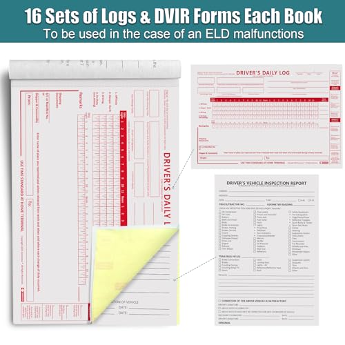 goremote ELD Backup Driver Log Book & DVIR - 16 Sets, 8 Days