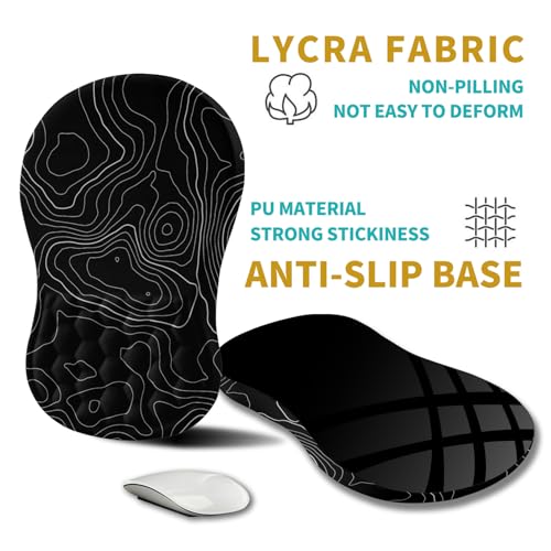 Hokafenle KM01 Topographic Contour Ergonomic Mouse Pad Wrist Support, Pain Relief