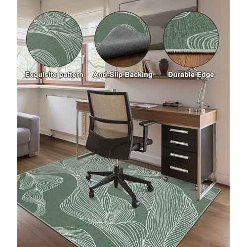 chakme Office Chair Mat for Hardwood Floor, 48"x36" Easy Glide Computer Desk Mat Protector for Rolling Chair Under Desk Rug Nonslip Backing, Machine Wash, (Leaf)