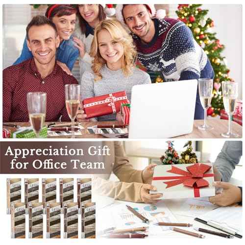 Fulmoon 100 Sets Christmas Employee Appreciation Gifts Bulk Include Thanksgiving Retractable Bamboo Ballpoint Pens Thank You Bookmark Card for Boss Manager Coworker Team Teacher Student Volunteer