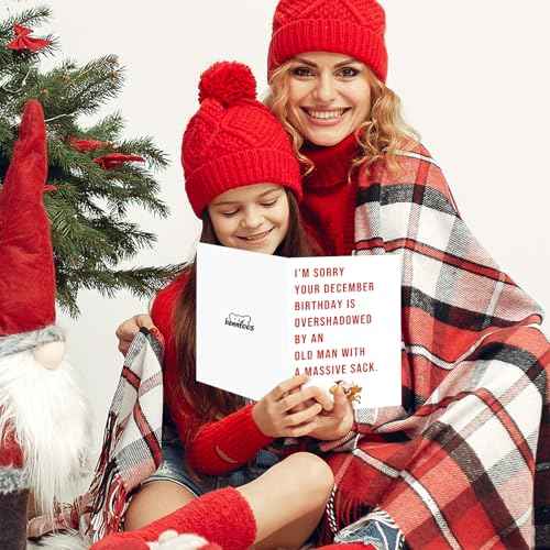 Funny December Birthday Card for Women Men, Happy Xmas Holiday Birthday for Best Friends, Hilarious Christmas Birthday Card Gifts for Him Her