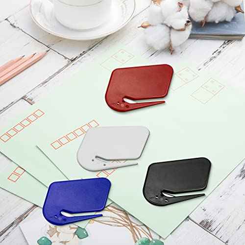 Letter Opener Envelope Slitter 4 Pack Letter Openers Plastic with Blade Envelope Opener Mail Opener for Envelope,Package,Paper Cut,Safe Letter Opener