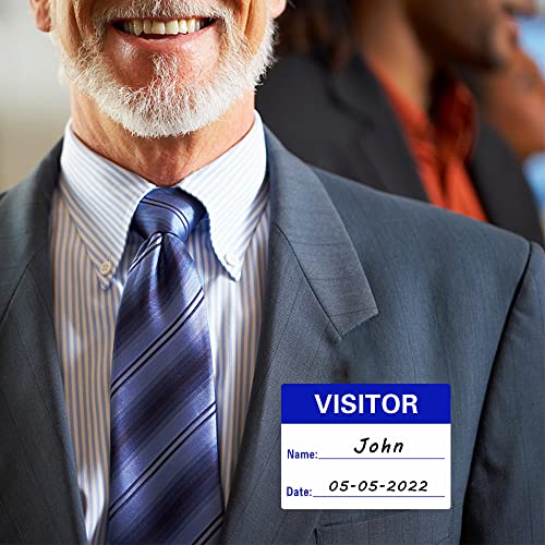 Visitor Pass Labels Name Identification Stickers Writable 2¡¿3 Inch Blue - 300 Stickers Per Roll£¨10 Rolls£©