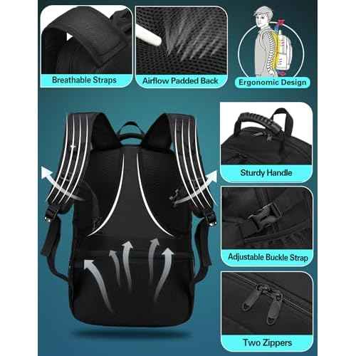 ProEtrade Travel Backpack, Extra Large Laptop Backpack School Business Anti Theft TSA Approved College Work Computer Bag Fits 17 Inch Laptop with USB Charging Port Bookbag for Women Men(Black)