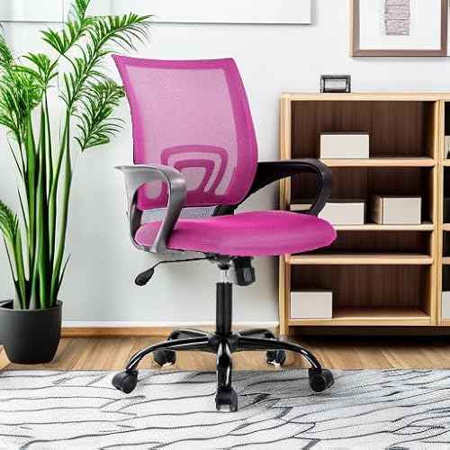 BestOffice Office Chair Ergonomic Cheap Desk Chair Mesh Computer Chair Lumbar Support Modern Executive Adjustable Stool Rolling Swivel Chair for Back Pain (Pink)