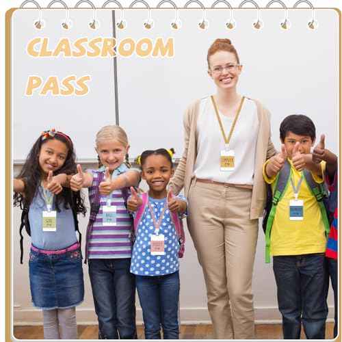 Set of 14 Hall Pass Lanyards Boho School Passes Set Unbreakable PVC for Office Classroom Nurse Bathroom Library Teachers Students Supplies