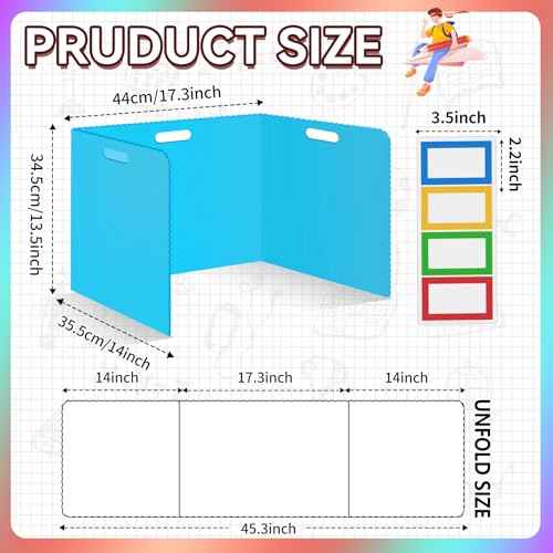 24 Pcs Desk Dividers for Students Plastic Durable and Waterproof Privacy Folders Shields Test Dividers with Classroom Privacy Boards for School Study Teacher Supplies (Blue)