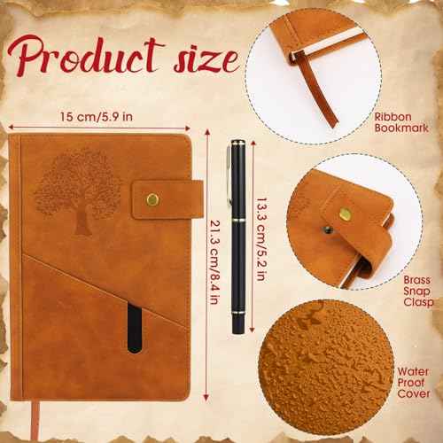 Cholemy 12 Pcs Christmas Leather Journal Gifts Sets for Women Men Employee Coworker Gifts 6 Pcs A5 Life Tree Hardcover Executive Writing Notebooks 6 Pen Teacher Office Business 200 Page(Retro Colors)