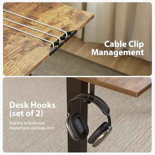 Agilestic L Shaped Standing Desk 63 x 55 inch Adjustable Height, Electric Corner Standing Desk, Sit Stand Computer Table with Splice Board, Rustic Brown