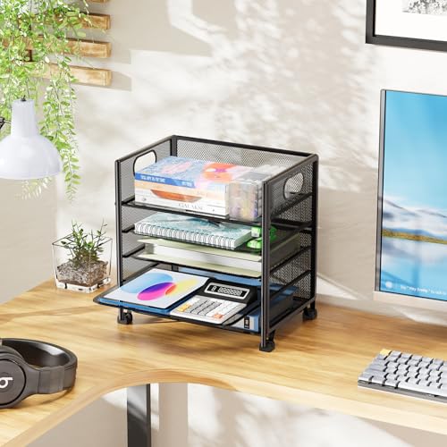 Black 5-Tier Paper Tray Organizer for Desk, 13x9x13 Inches - Office File Storage